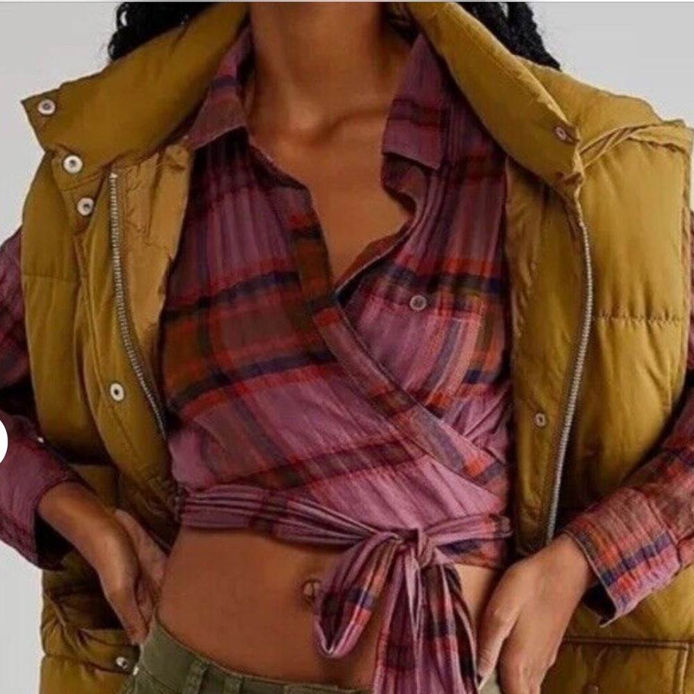 Free People We the Free one way plaid wrap top❤️❤️❤️❤️